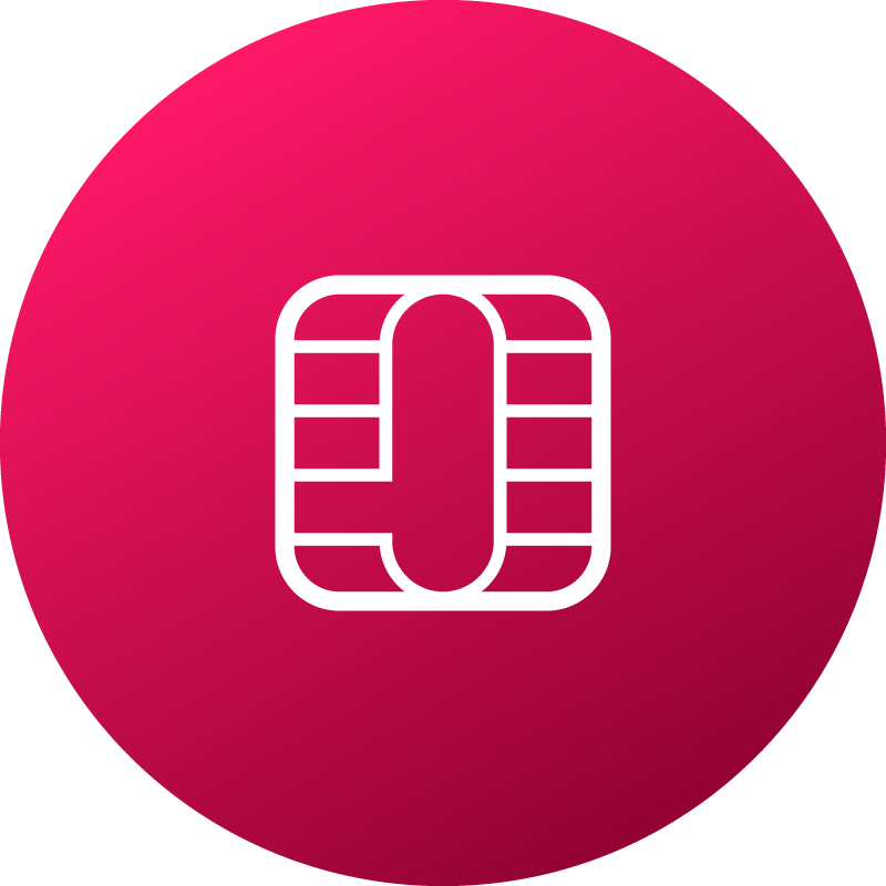 A pink icon of a SIM card